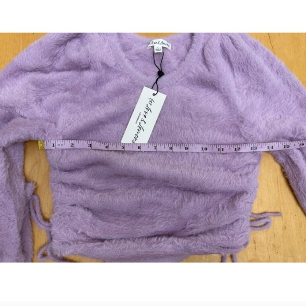 NWT For Love and Lemons purple fuzzy cropped sweater Large - Picture 7 of 8